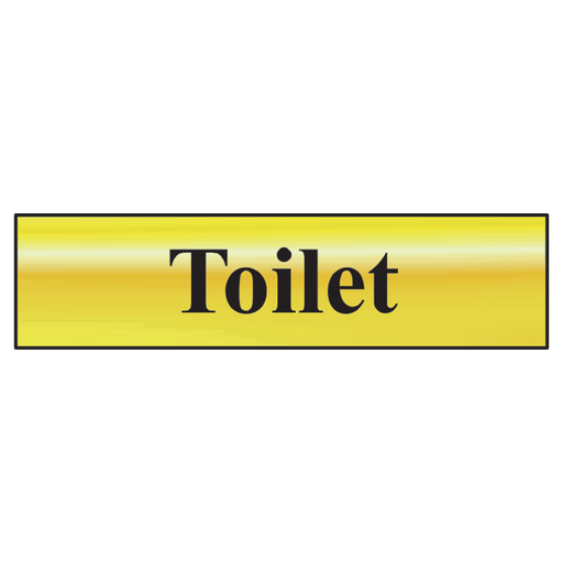 ASEC `Toilet` 200mm x 50mm Metal Strip Self Adhesive Sign Gold - Smart Home Group 