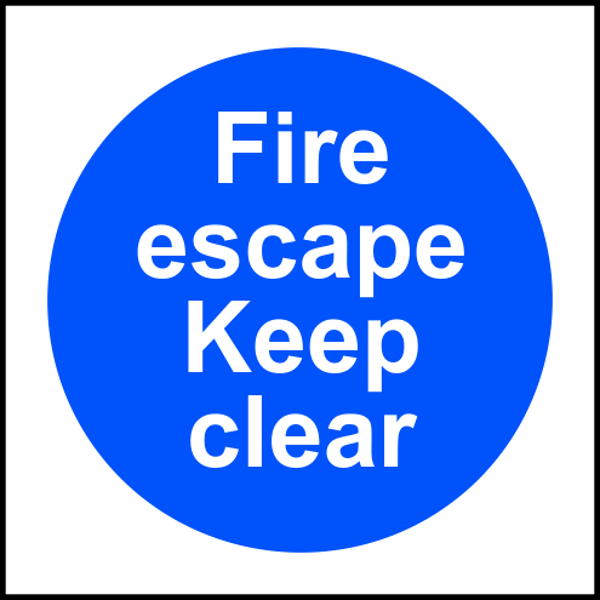 ASEC `Fire Escape Keep Clear` Sign 100mm x 100mm - Smart Home Group 