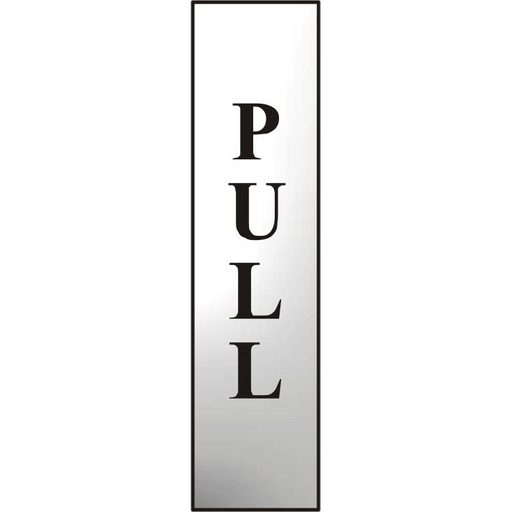 ASEC `Pull` 200mm x 50mm Chrome Self Adhesive Sign - Smart Home Group 