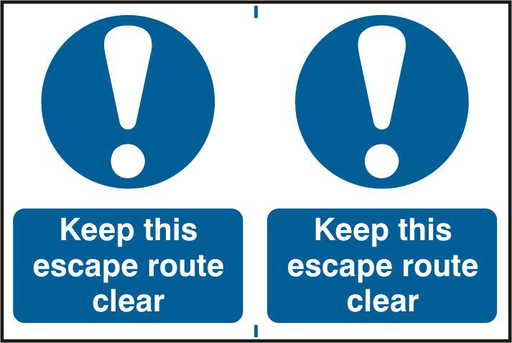 ASEC `Keep This Escape Route Clear` 200mm x 150mm PVC Self Adhesive Sign - Smart Home Group 