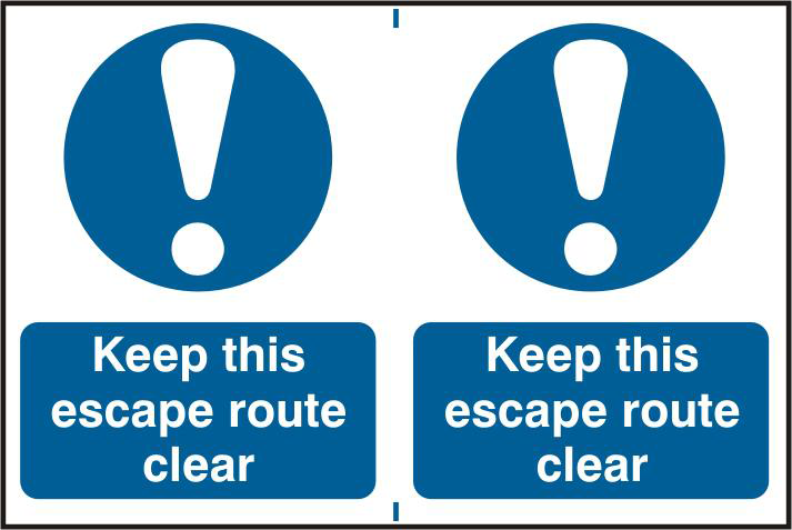 ASEC `Keep This Escape Route Clear` 200mm x 150mm PVC Self Adhesive Sign - Smart Home Group 