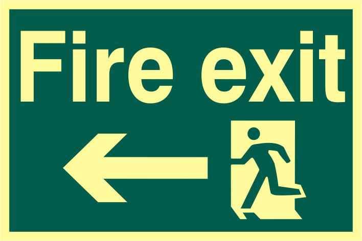 ASEC `Fire Exit` 200mm x 300mm PVC Self Adhesive Photo luminescent Sign
