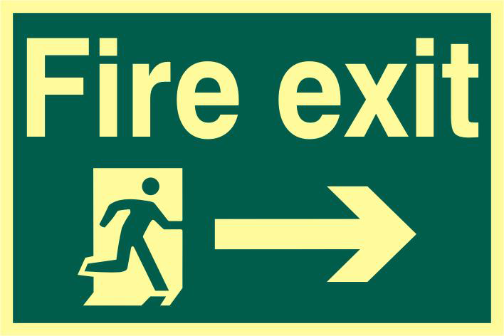 ASEC `Fire Exit` 200mm x 300mm PVC Self Adhesive Photo luminescent Sign