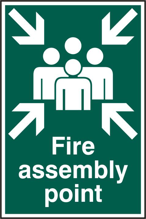 ASEC `Fire Assembly Point 200mm x 300mm PVC Self Adhesive Sign - Smart Home Group 