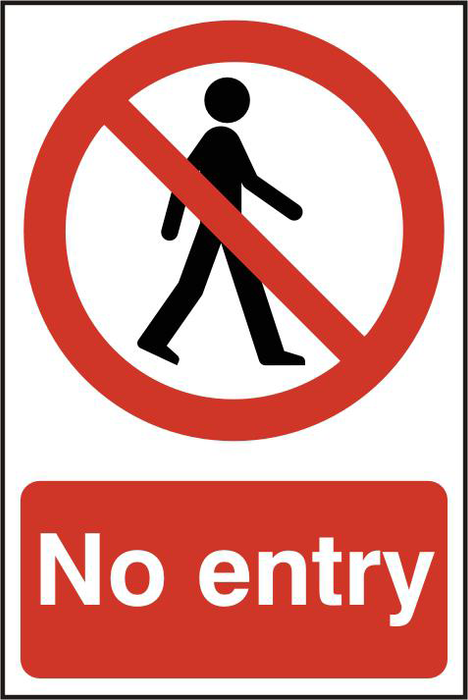 ASEC `No Entry` 200mm x 300mm PVC Self Adhesive Sign