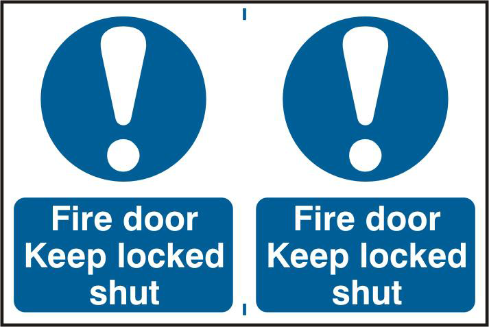 ASEC `Fire Door Keep Locked Shut` 200mm x 300mm PVC Self Adhesive Sign